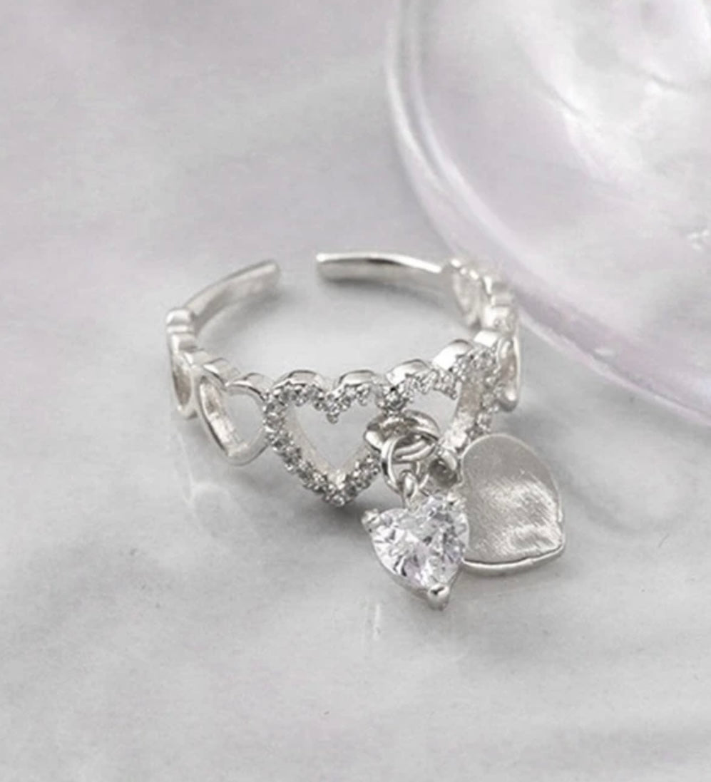 Rhinestone Heart Ring