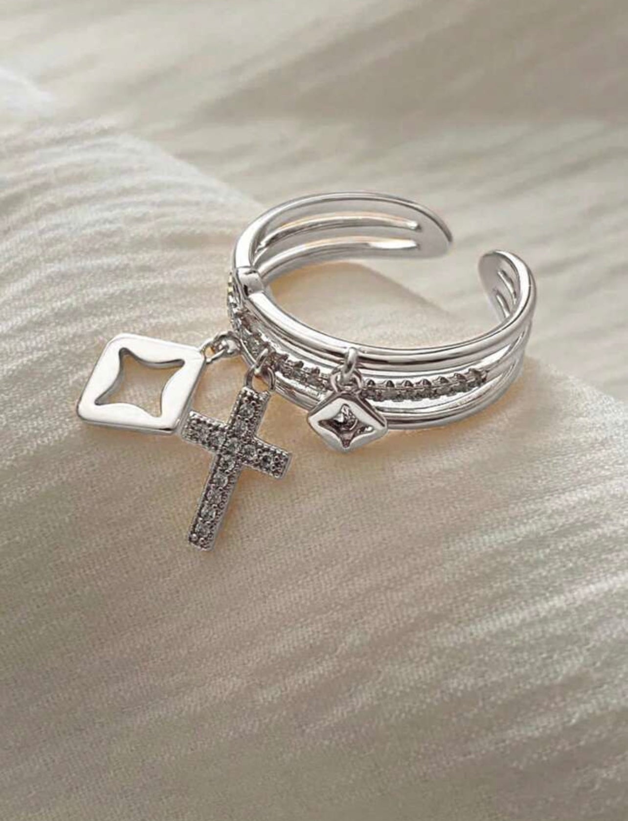 Cross Charm Ring